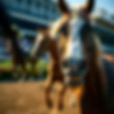 Close-up of a thoroughbred horse in motion