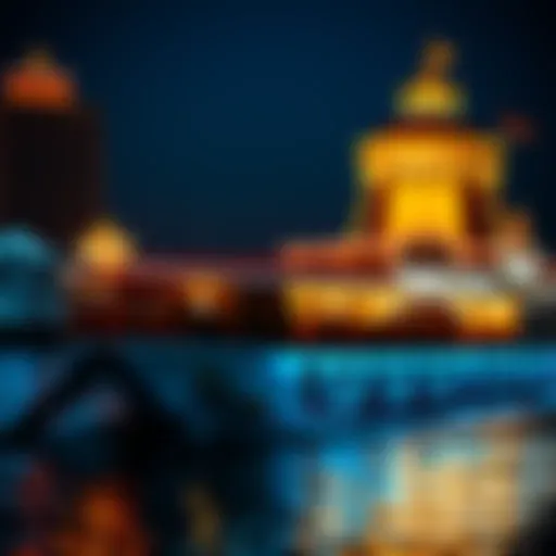 Illuminated Casino River Boat A majestic casino river boat illuminated at night on the water