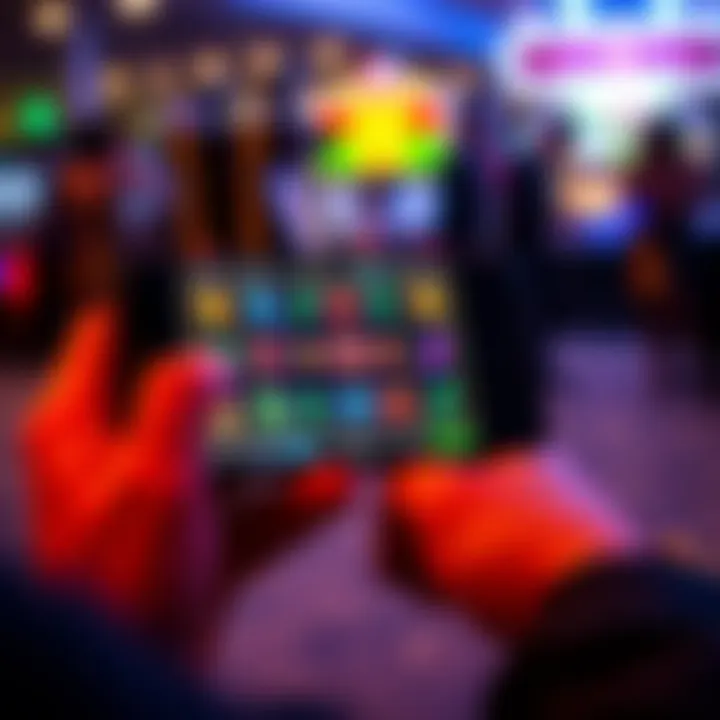 Mobile Gaming Experience Mobile device displaying a slot game interface