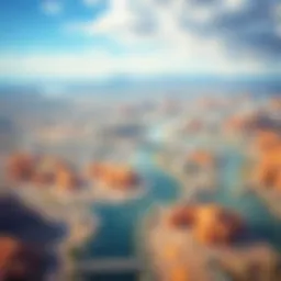 Aerial view of Laughlin landscape showcasing the Colorado River.