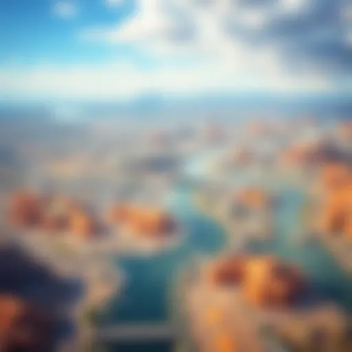 Breathtaking Aerial View of Laughlin Aerial view of Laughlin landscape showcasing the Colorado River.