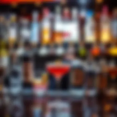 Elegant Bar Setup for Vodka Cocktails An elegant bar setup displaying various vodka brands and mixers for cocktails