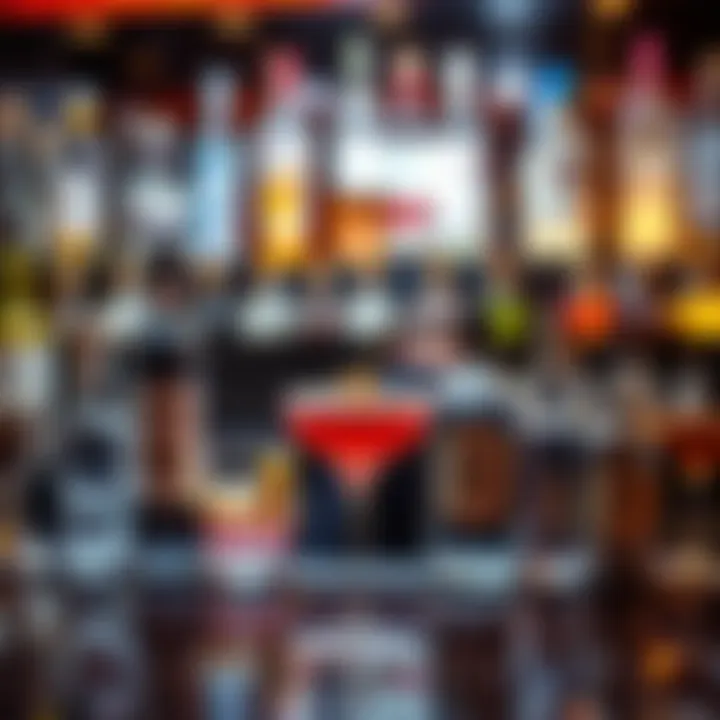 Elegant Bar Setup for Vodka Cocktails An elegant bar setup displaying various vodka brands and mixers for cocktails