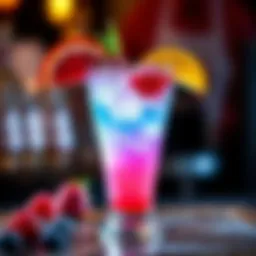 A visually stunning panty dropper cocktail garnished with fresh fruits