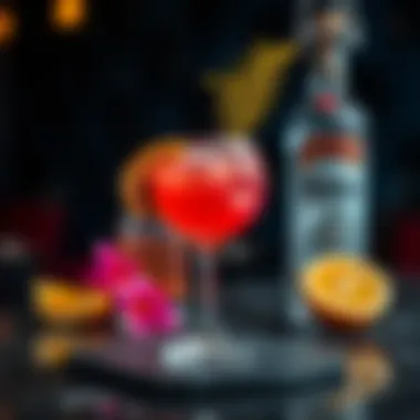 Inviting Cocktail Presentation An inviting cocktail presentation with vibrant colors and decorative elements