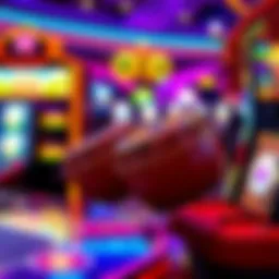 Colorful depiction of the Dancing Drums game interface