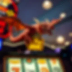 A mystical dragon soaring above the reels of the slot machine