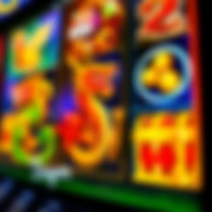 Vibrant Game Symbols Close-up of the vibrant game symbols featuring dragons and treasures