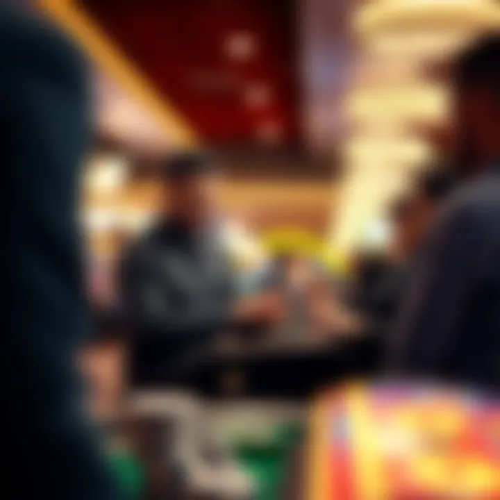 Casino Cashier Assisting Patrons Casino cashier providing assistance to a patron