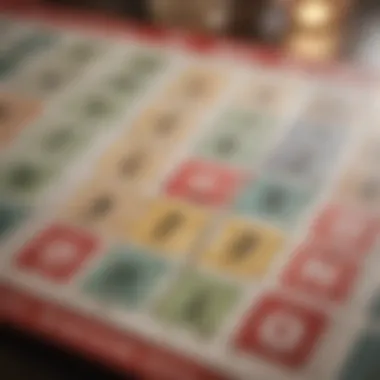 Detailed view of a bingo card with monetary rewards highlighted.