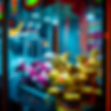 Enticing Array of Cash Prizes An array of cash prizes displayed in a claw machine, enticing players to try their luck.