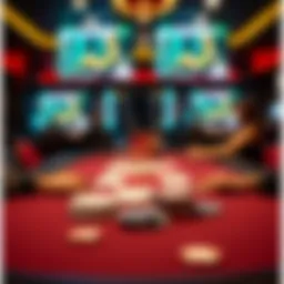 Virtual poker table with cards and chips