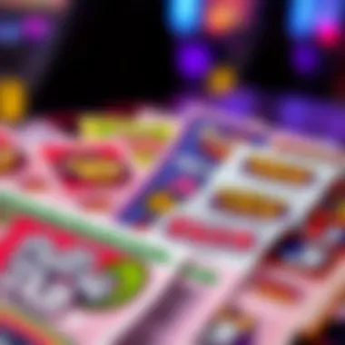 Diverse Designs of Pull Tab Tickets A close-up view of colorful pull tab tickets showcasing unique designs.