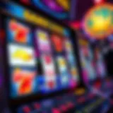 Vibrant Konami slot machine interface showcasing colorful reels