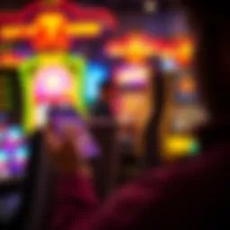 A user engaging with a scratch-off app on a smartphone, displaying vibrant graphics and a thrilling atmosphere.