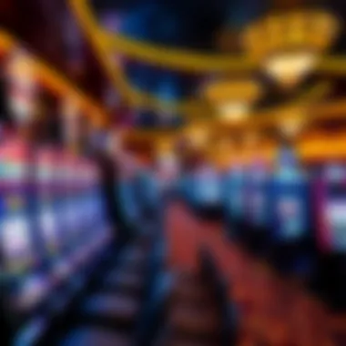 Thrills of the Gaming Floor Exciting gaming floor showcasing vibrant slot machines and table games
