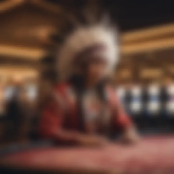 Cultural display reflecting Native American heritage at a casino