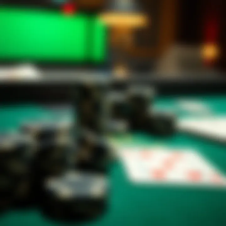 Strategic Elements in Freeroll Play Chips and cards on a poker table symbolizing strategy