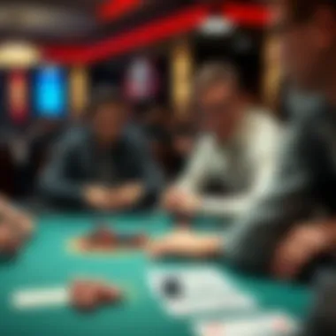 Engagement at a Freeroll Tournament Dynamic poker table with players engaged in a freeroll tournament