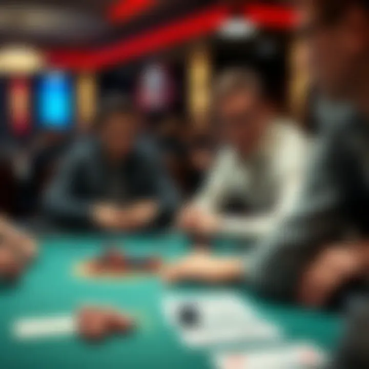 Engagement at a Freeroll Tournament Dynamic poker table with players engaged in a freeroll tournament