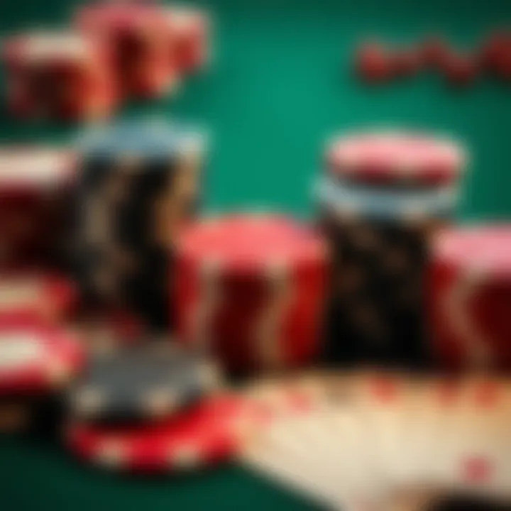Strategic Layout of Poker Chips and Cards Close-up of poker chips and playing cards in a strategic layout