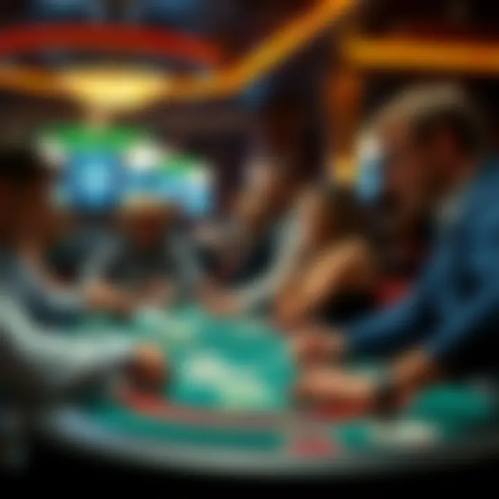 Engaged Players at a Texas Hold'em Table A vibrant Texas Hold'em table scene with players engaged in a game