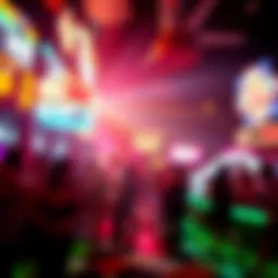 Vibrant nightclub scene with colorful lights