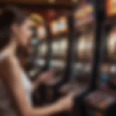 Player interacting with a high-tech slot machine