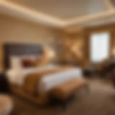 Luxurious guest room inside the Golden Nugget Hotel highlighting elegant design