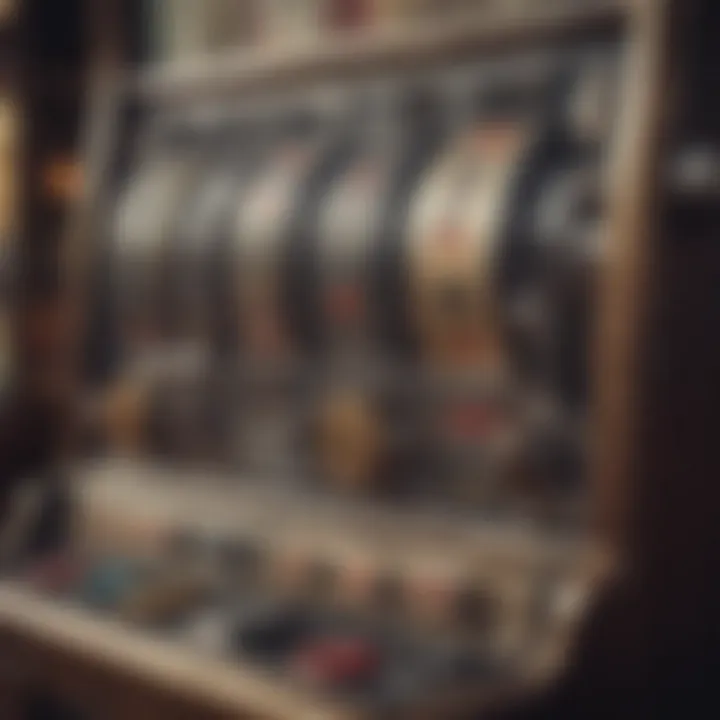Detailed close-up of a vintage slot machine highlighting its features.