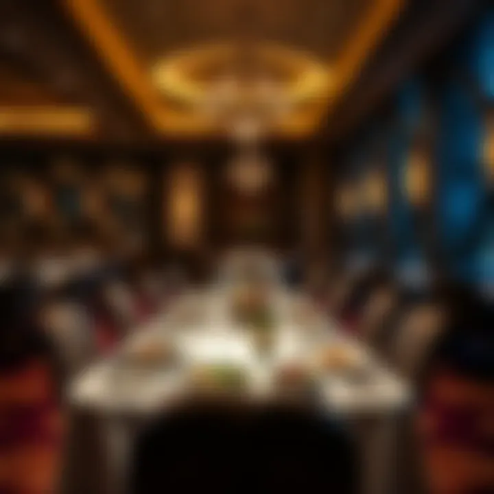 Gourmet Dining Experience at Oasis Hotel and Casino Elegant dining area featuring gourmet dishes and a refined ambiance