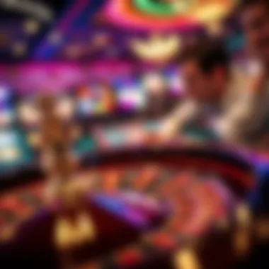 The Thrill of the Game A close-up of a roulette wheel with colorful chips and a focused player observing
