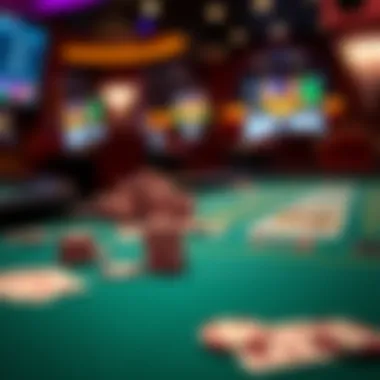Virtual Poker Table Experience Close-up of poker chips and cards on a virtual table