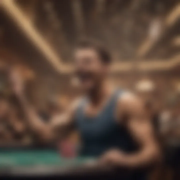 Illustration of a player celebrating a big win with free spins