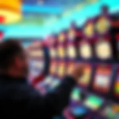 Close-up of a player engaging with a WSOP slot machine