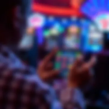 Mobile Gaming Experience of Free Slot Games Player interacting with a free slot game on a mobile device