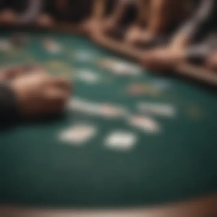 Close-up of a high-stakes poker table in action