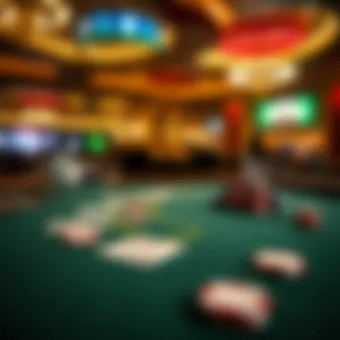 Blackjack table with cards and chips