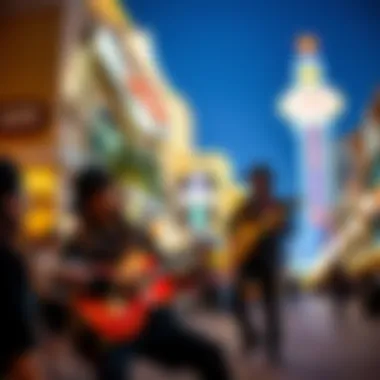 Street Performers in Downtown Las Vegas Street performers captivating an audience in Downtown Las Vegas