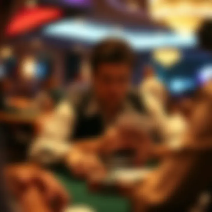 Focused Analysis in 5 Card Poker A player analyzing their cards with a focused expression