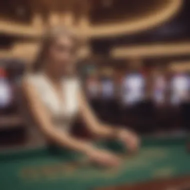 A stylish casino environment with players engaged in blackjack