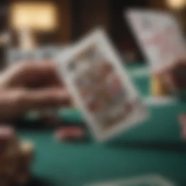 Strategic Card Plays in Blackjack Close-up of blackjack cards showcasing strategic plays