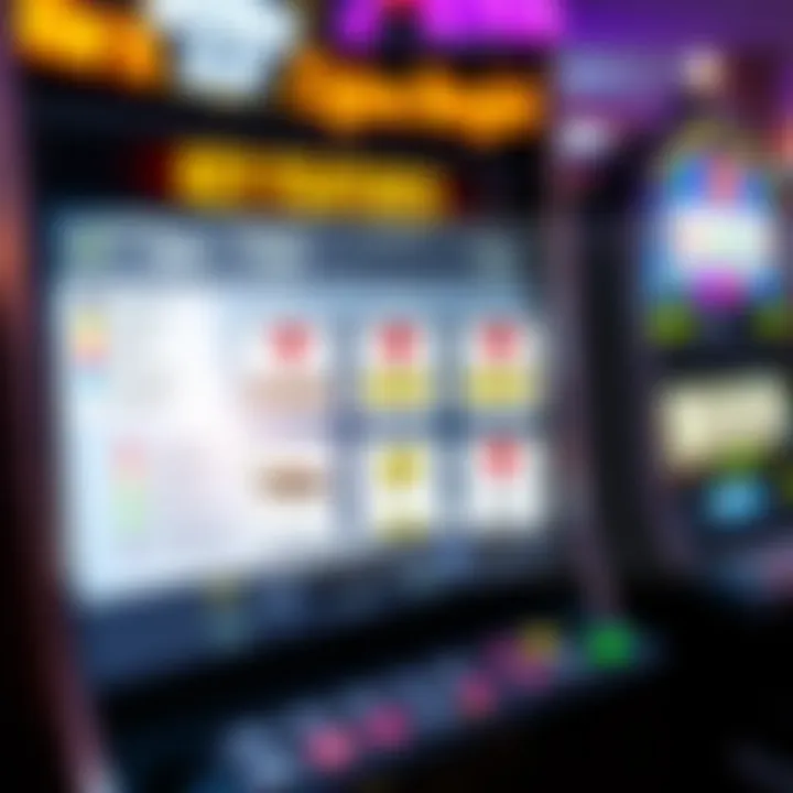 A diagram illustrating various slot machine features and mechanics