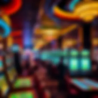 Interior of the casino featuring vibrant gaming tables and excited players