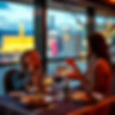 Dining with a View A couple enjoying a gourmet meal with a view of the Las Vegas skyline.