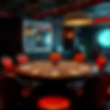 An overview of a Rounders poker table setup