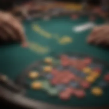 Effective Chip Management in Texas Hold'em A strategic layout of poker chips on a felt table, illustrating effective chip management.